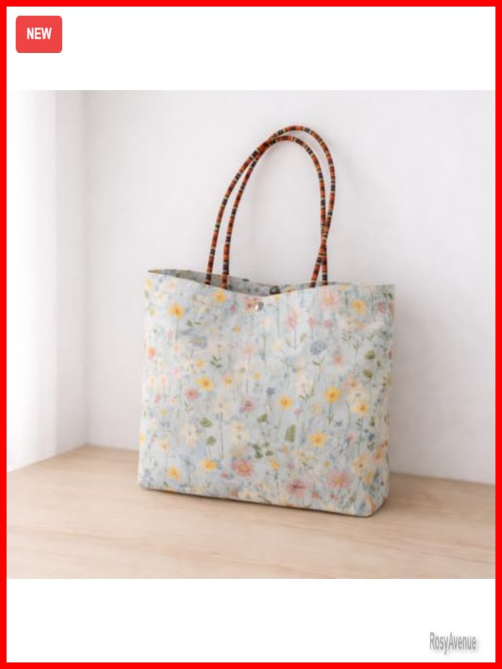 Embroidered Canvas Tote Bag Floral Carry Handbag Lightweight Lunch Travel